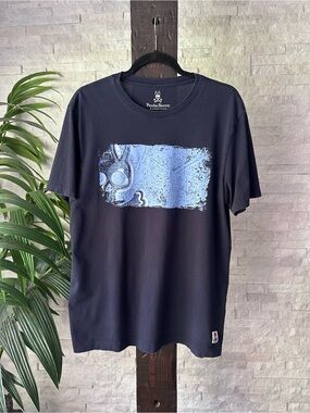 Psycho Bunny Men's Navy Blue Graphic Cotton Tee with Blue Print Size (6) Large